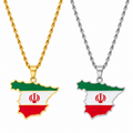 Iran map/flag pendant necklace in gold/silver