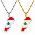 Lebanon map/flag pendant necklace in gold/silver