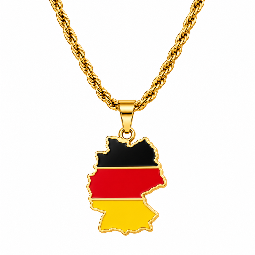 Germany map/flag pendant necklace in gold/silver