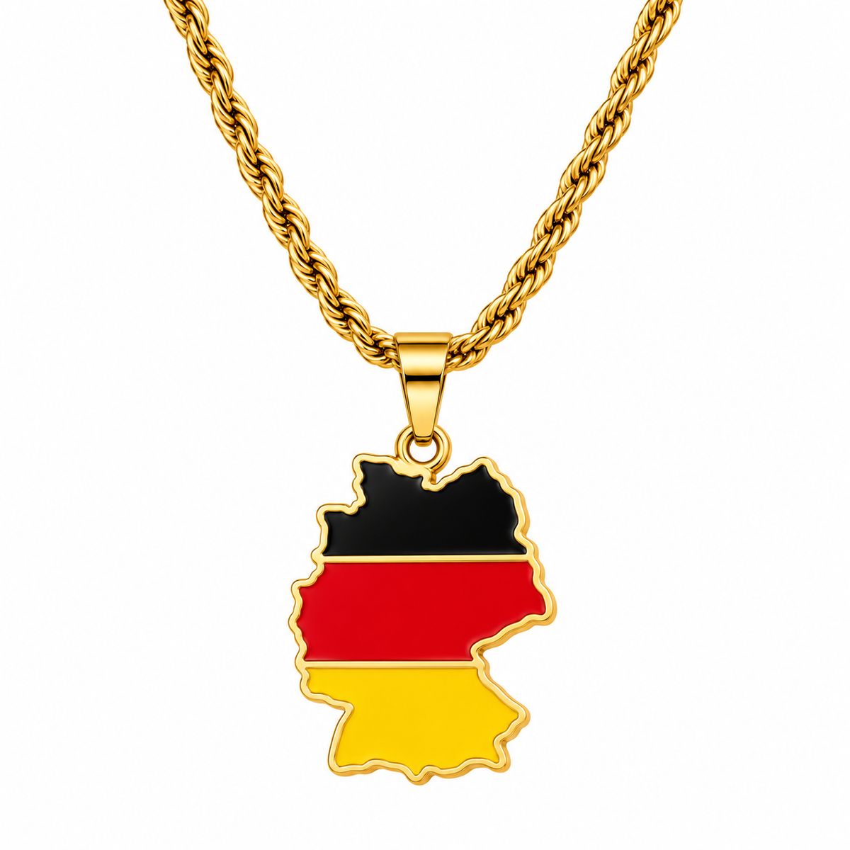 Germany map/flag pendant necklace in gold/silver
