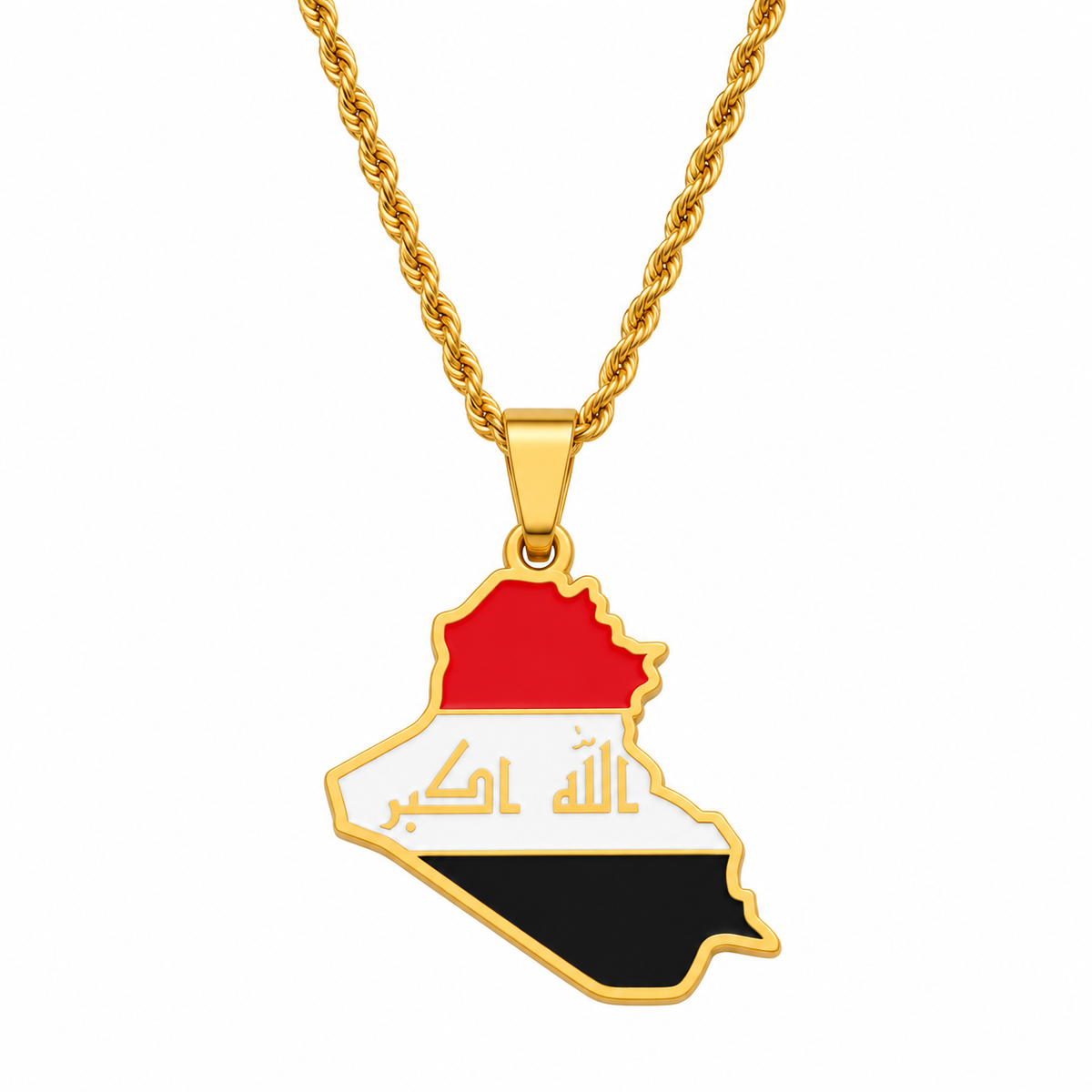 Iraq map/flag pendant necklace in gold/silver