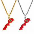 Morocco map/flag pendant necklace in gold/silver