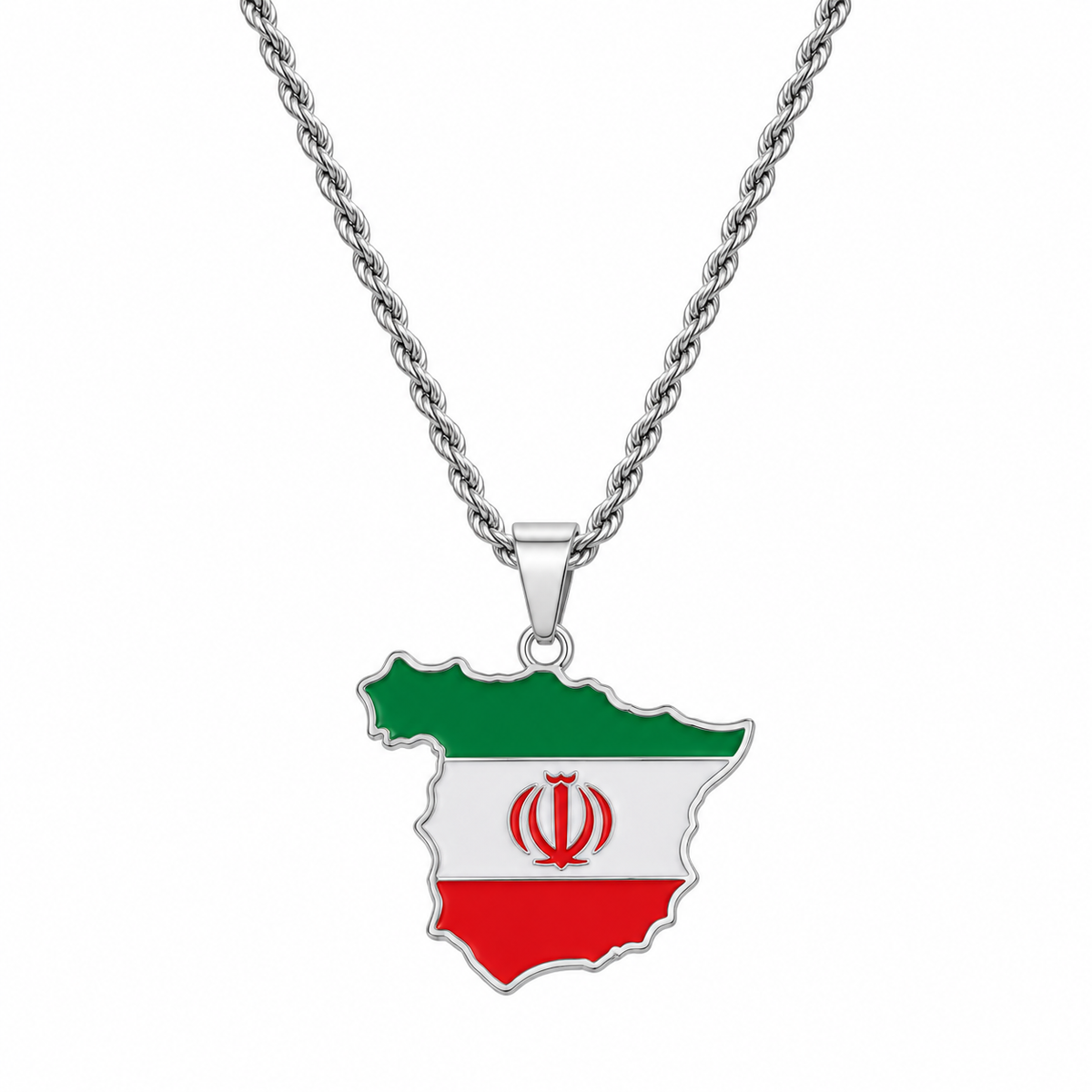 Iran map/flag pendant necklace in gold/silver