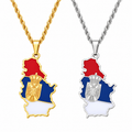 Serbia map/flag pendant necklace in gold/silver