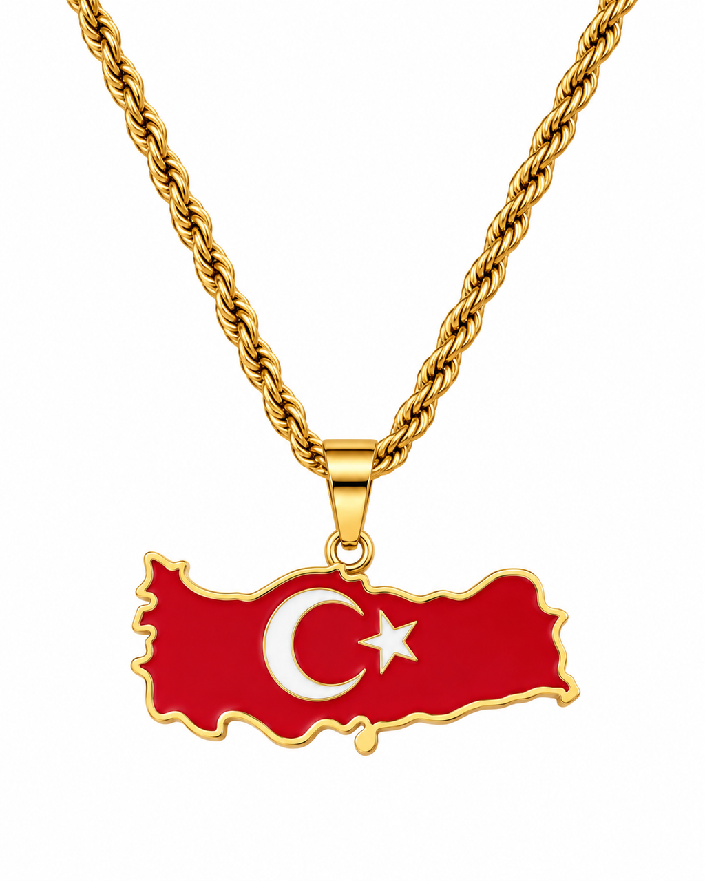Turkiye map/flag pendant necklace in gold/silver