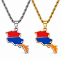Armenia map/flag pendant necklace in gold/silver