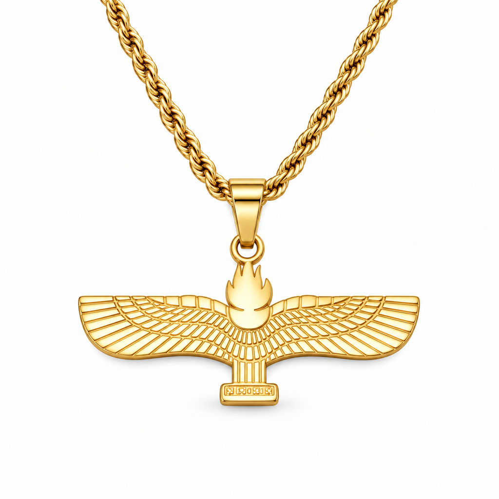 Suryoyo map/flag pendant necklace in gold/silver