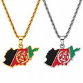 Afghanistan map/flag pendant necklace in gold/silver