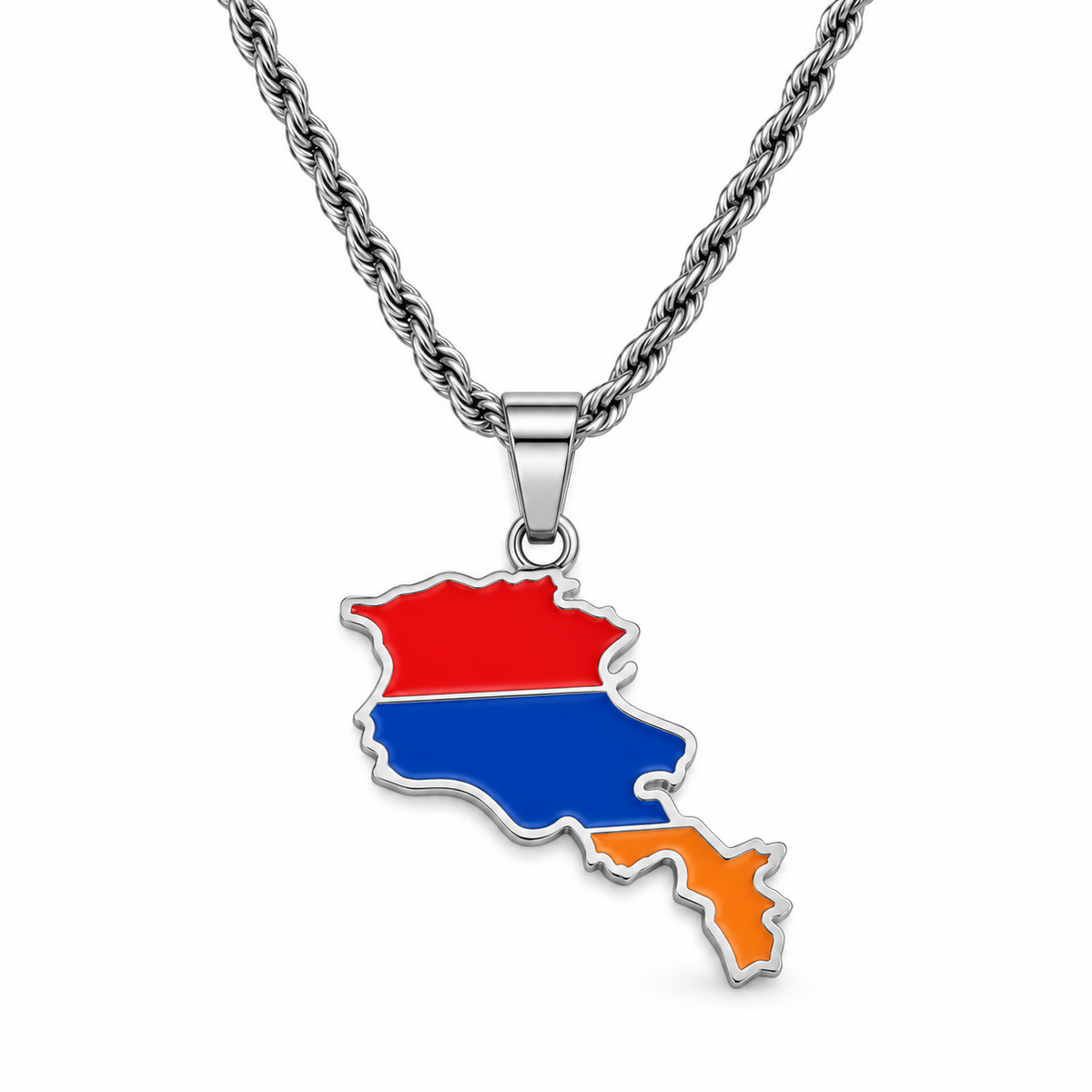 Armenia map/flag pendant necklace in gold/silver