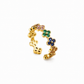 Multicolor Floral Stainless Steel Ring