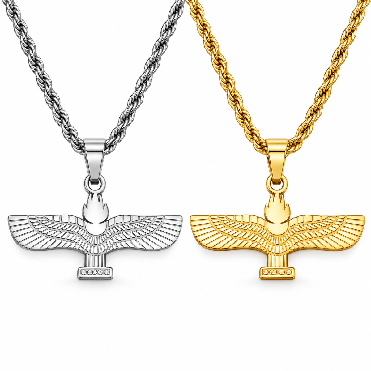 Suryoyo map/flag pendant necklace in gold/silver