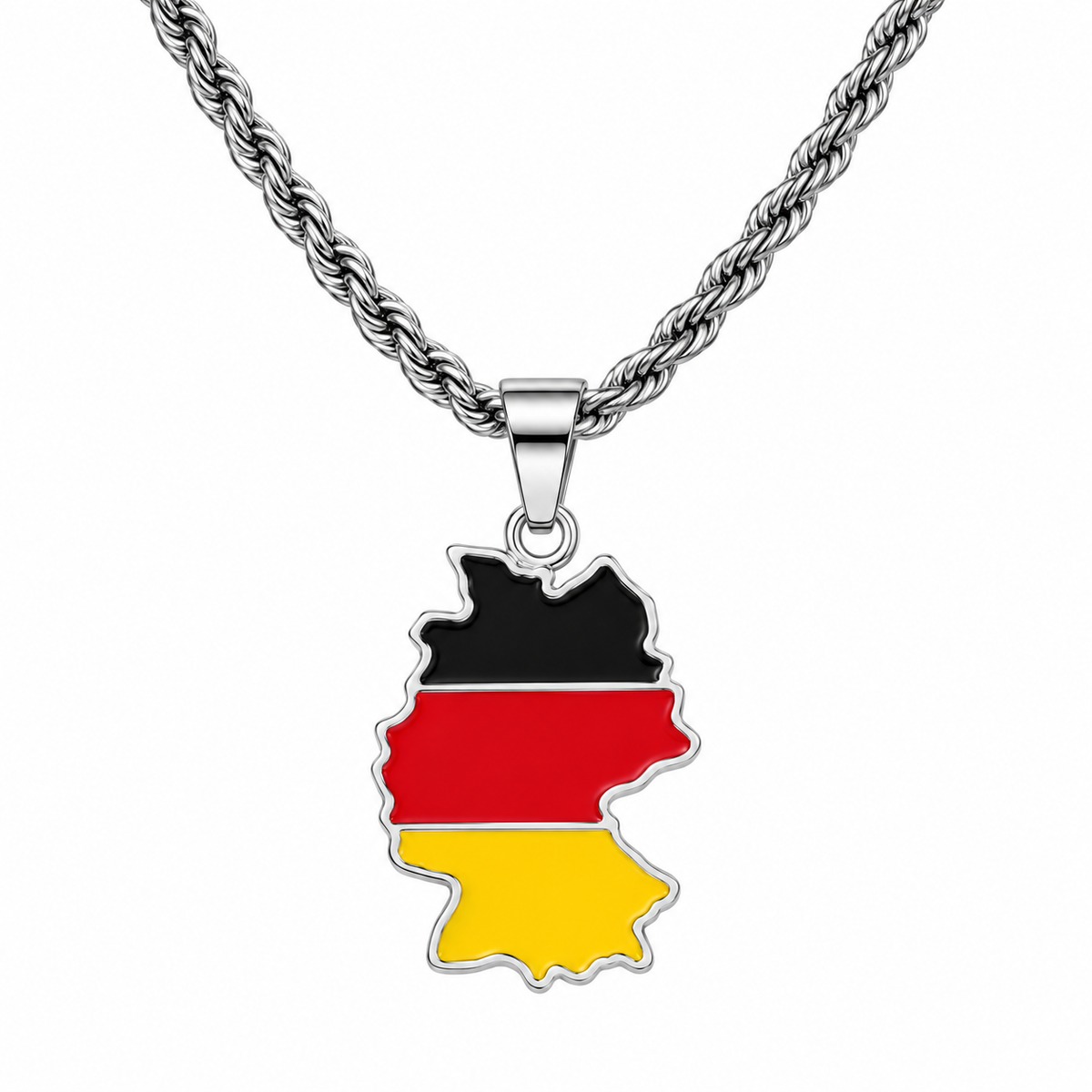 Germany map/flag pendant necklace in gold/silver