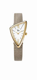 Burgundy Triangle Women’s Beige Watch – Gold Tone Case