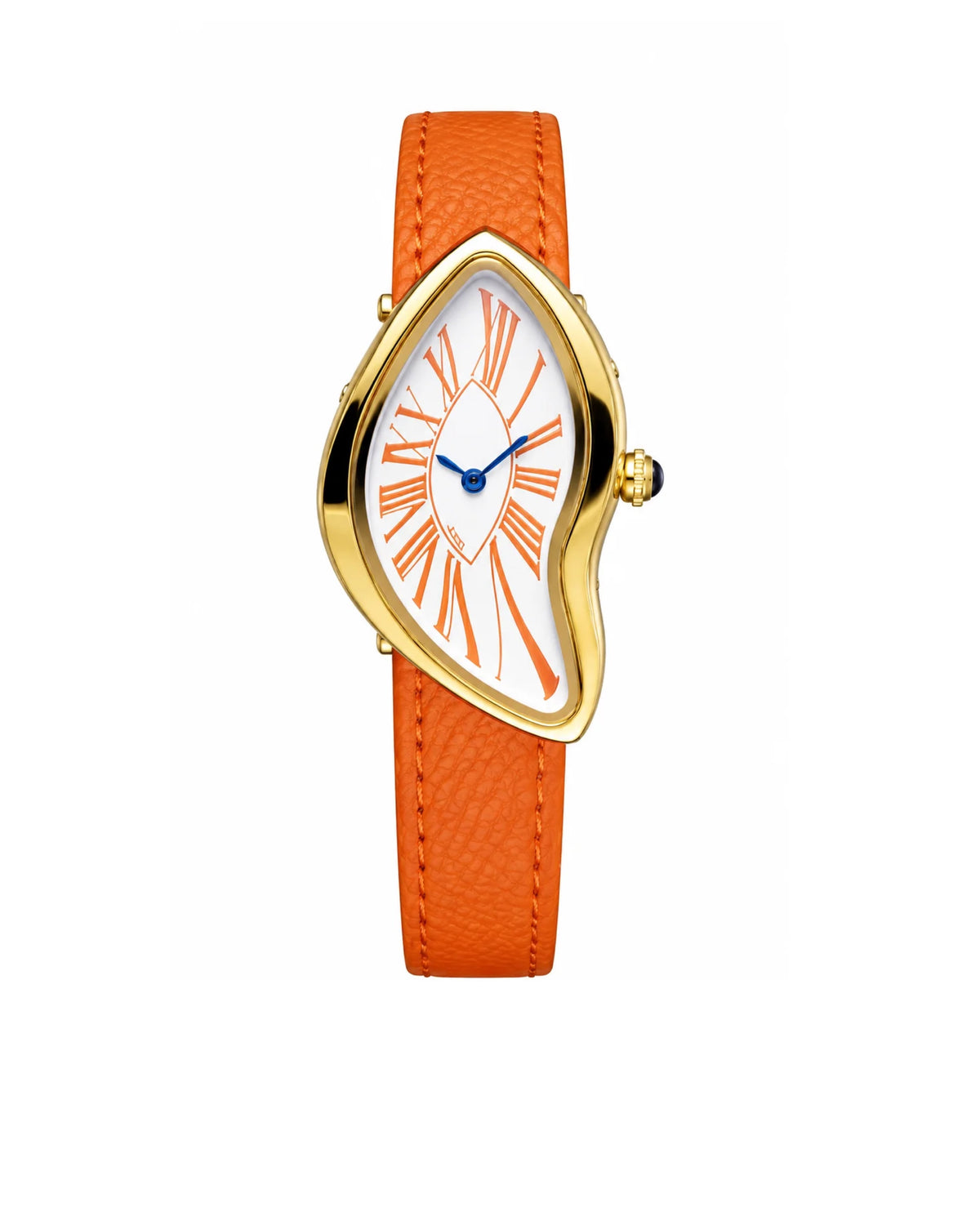 Elegant Gold-Tone Designer Watch with Orange Vegan Leather Strap
