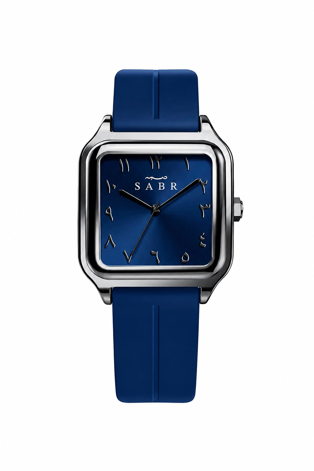 SABR Elegant Blue Watch Square Design with Arabic Numerals