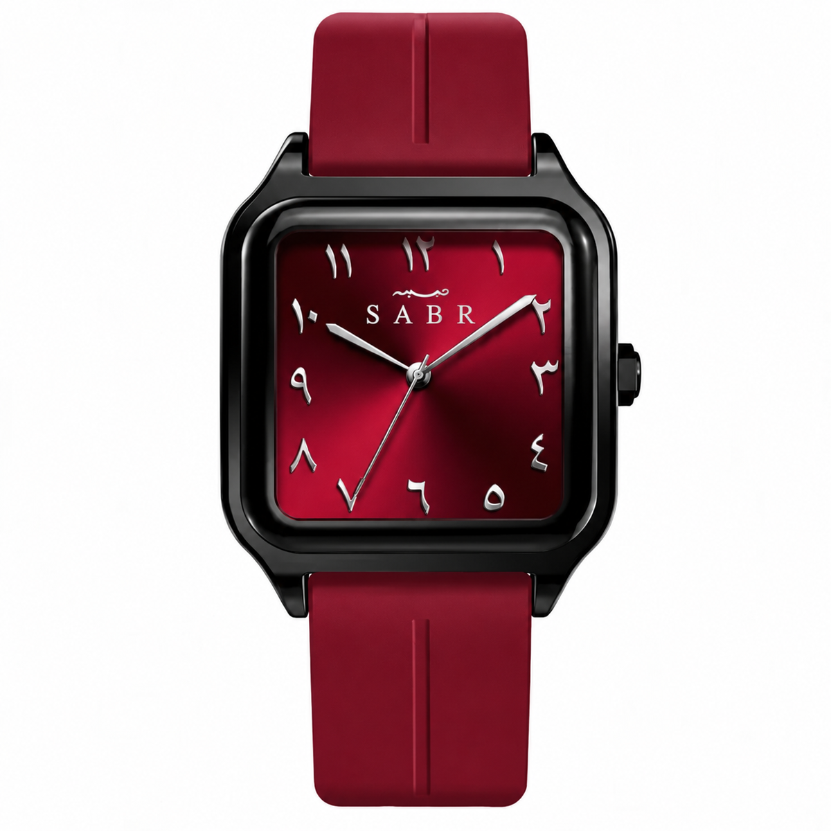 SABR Elegant Red  Watch Square Design with Arabic Numerals