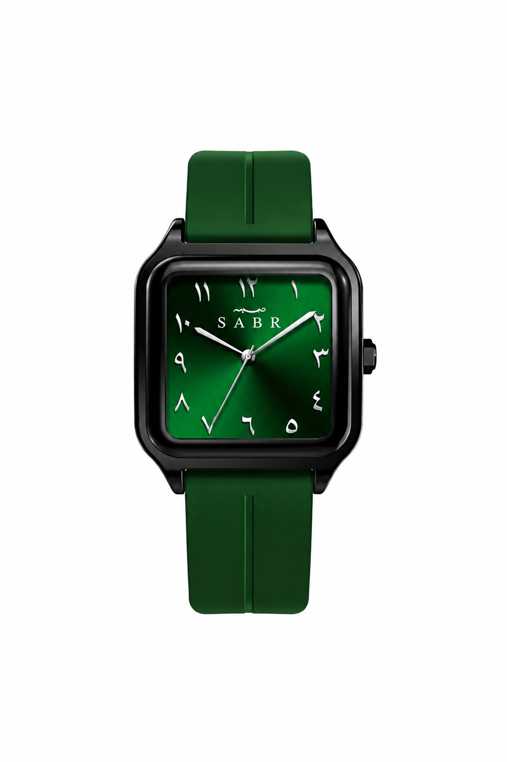 SABR Elegant Green Watch Square Design with Arabic Numerals