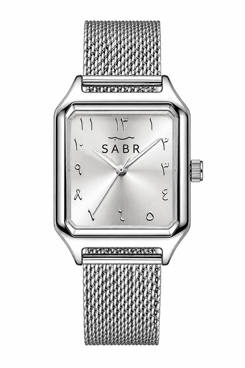 SABR Premium Square Mesh Watch Stainless Steel | Minimalist Arabic Dial