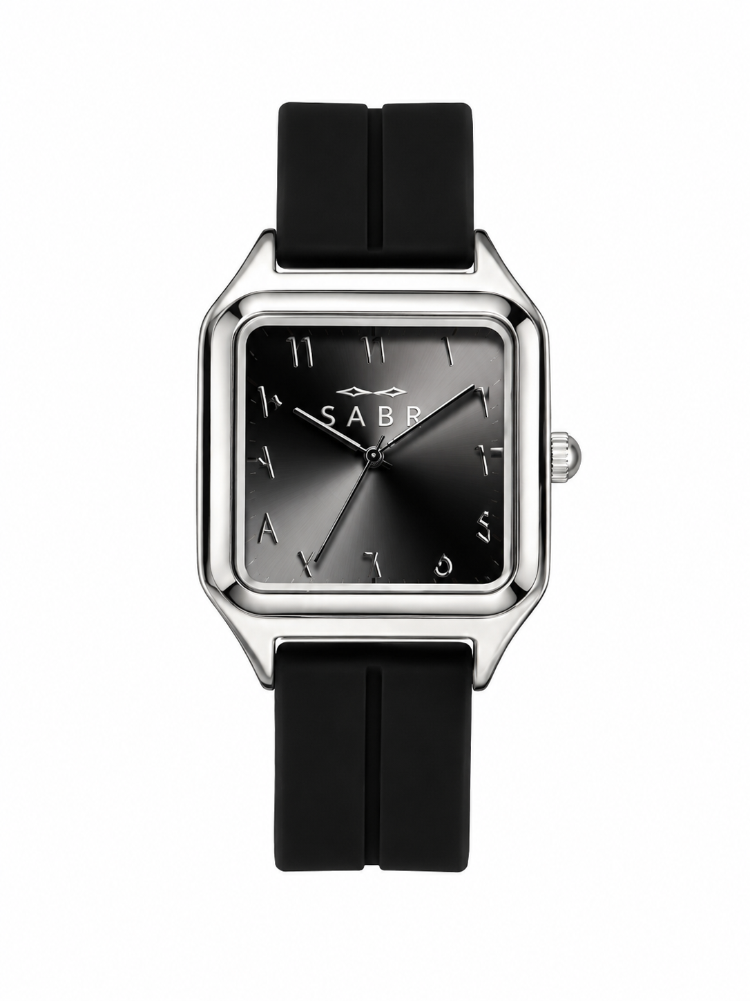 SABR Rectangular Watch – With Chrome Case -Black Dial