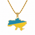 Ukraine map/flag pendant necklace in gold/silver