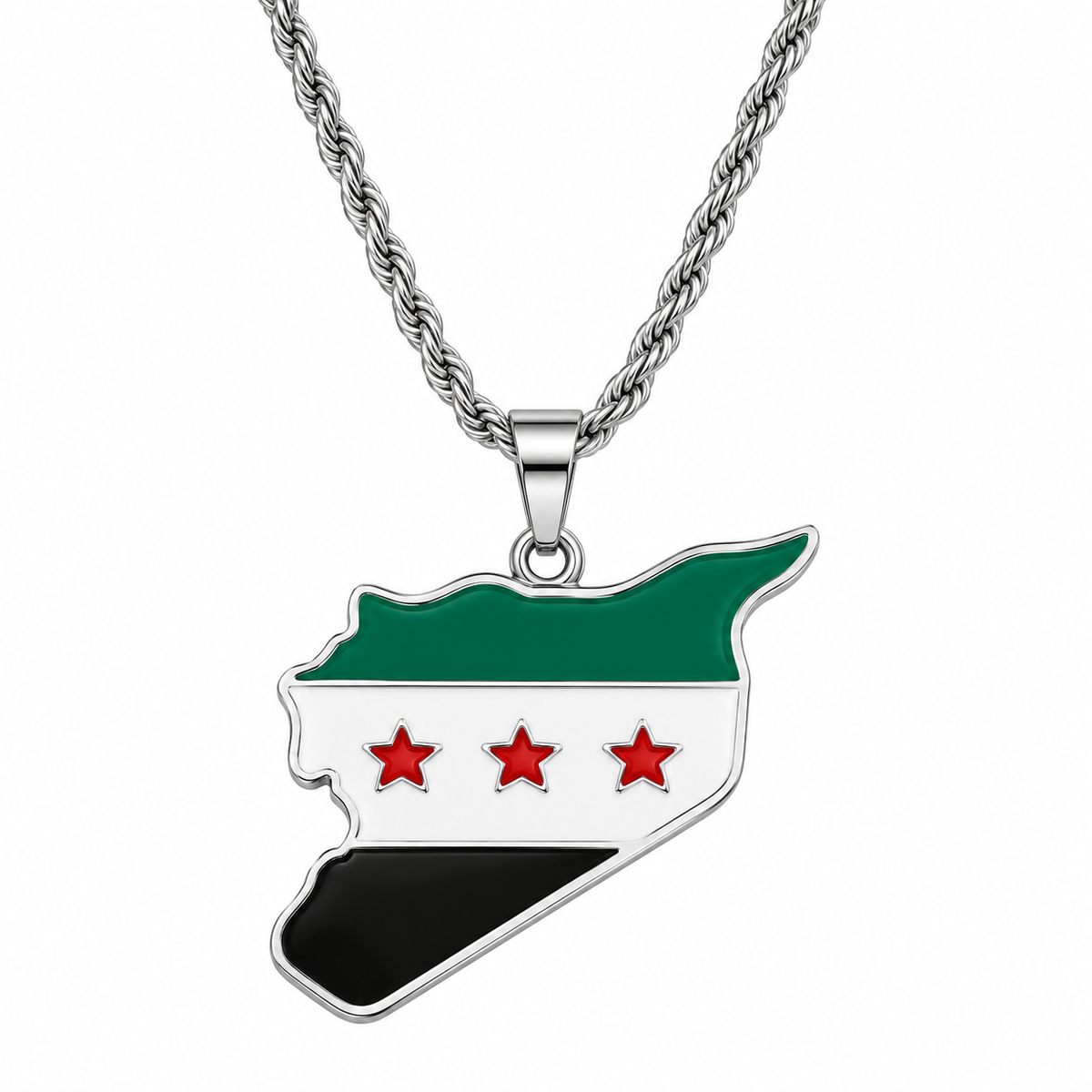 Syria map/flag pendant necklace in gold/silver