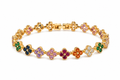 Gold-Tone Multicolor Floral Stainless Steel Tennis Bracelet
