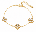 Gold Four-Leaf Clover Crystal Bracelet