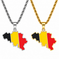 Belgium map/flag pendant necklace in gold/silver
