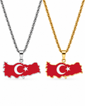 Turkiye map/flag pendant necklace in gold/silver