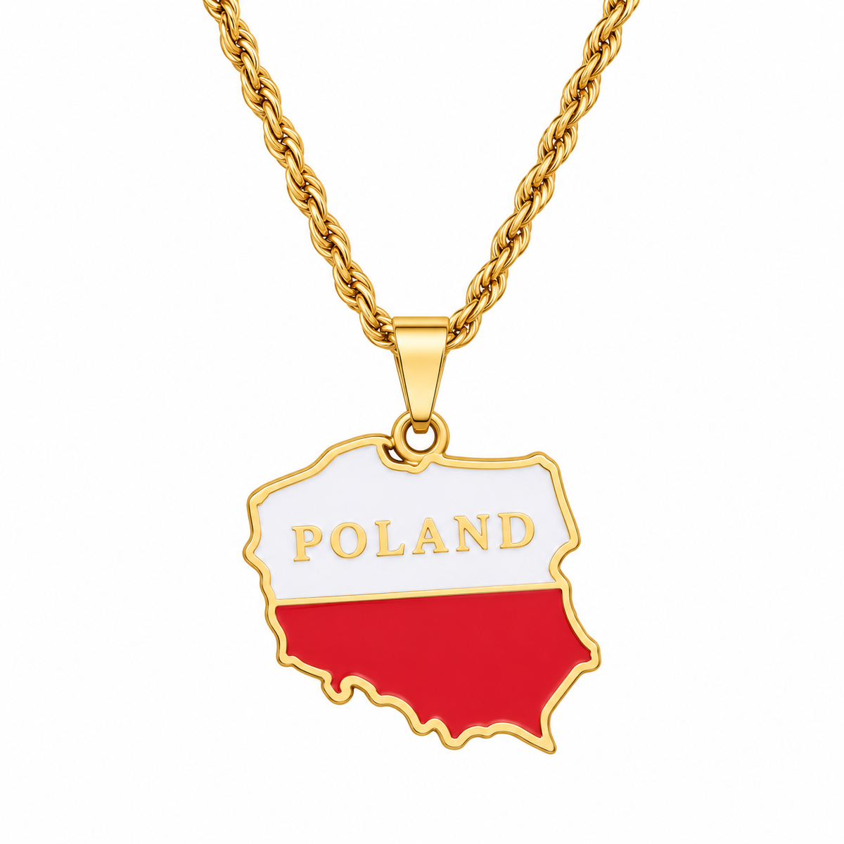 Poland map/flag pendant necklace in gold/silver