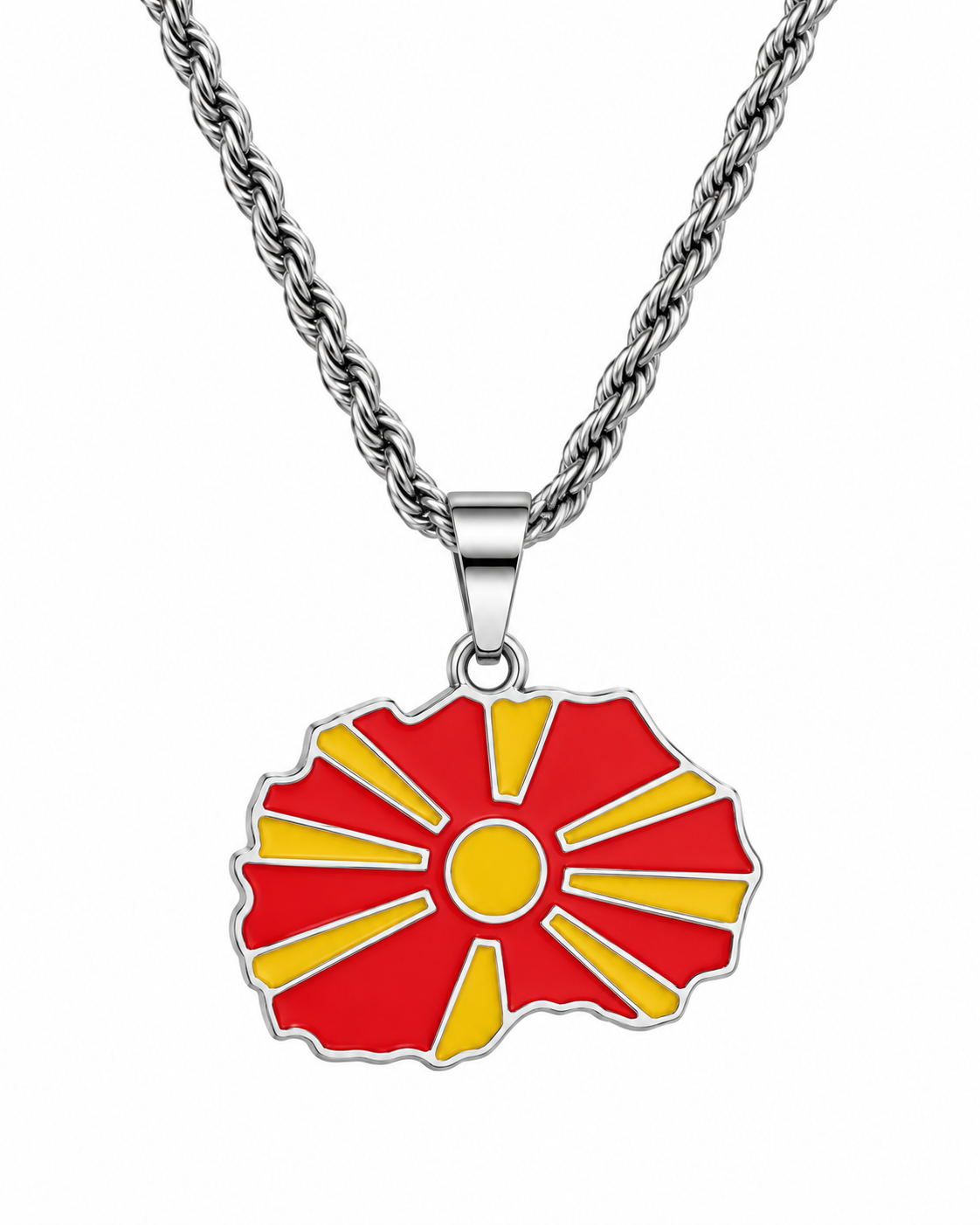 Macedonia map/flag pendant necklace in gold/silver