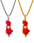 Albania map/flag pendant necklace in gold/silver