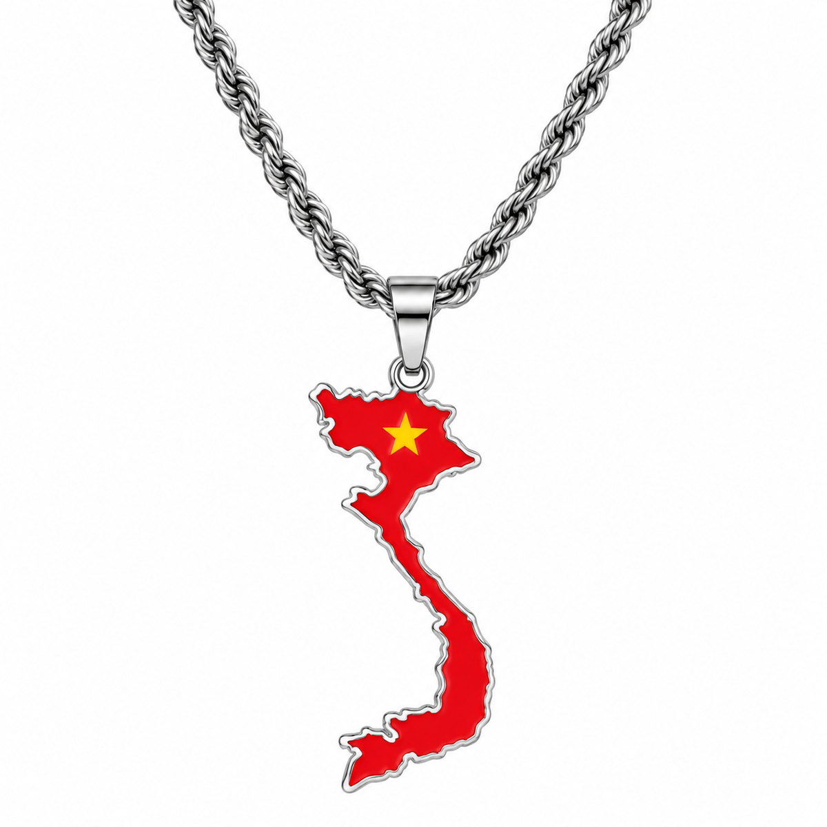 Vietnam map/flag pendant necklace in gold/silver