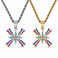 Assyrian map/flag pendant necklace in gold/silver