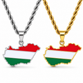 Hungary map/flag pendant necklace in gold/silver