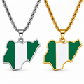 Nigeria map/flag pendant necklace in gold/silver