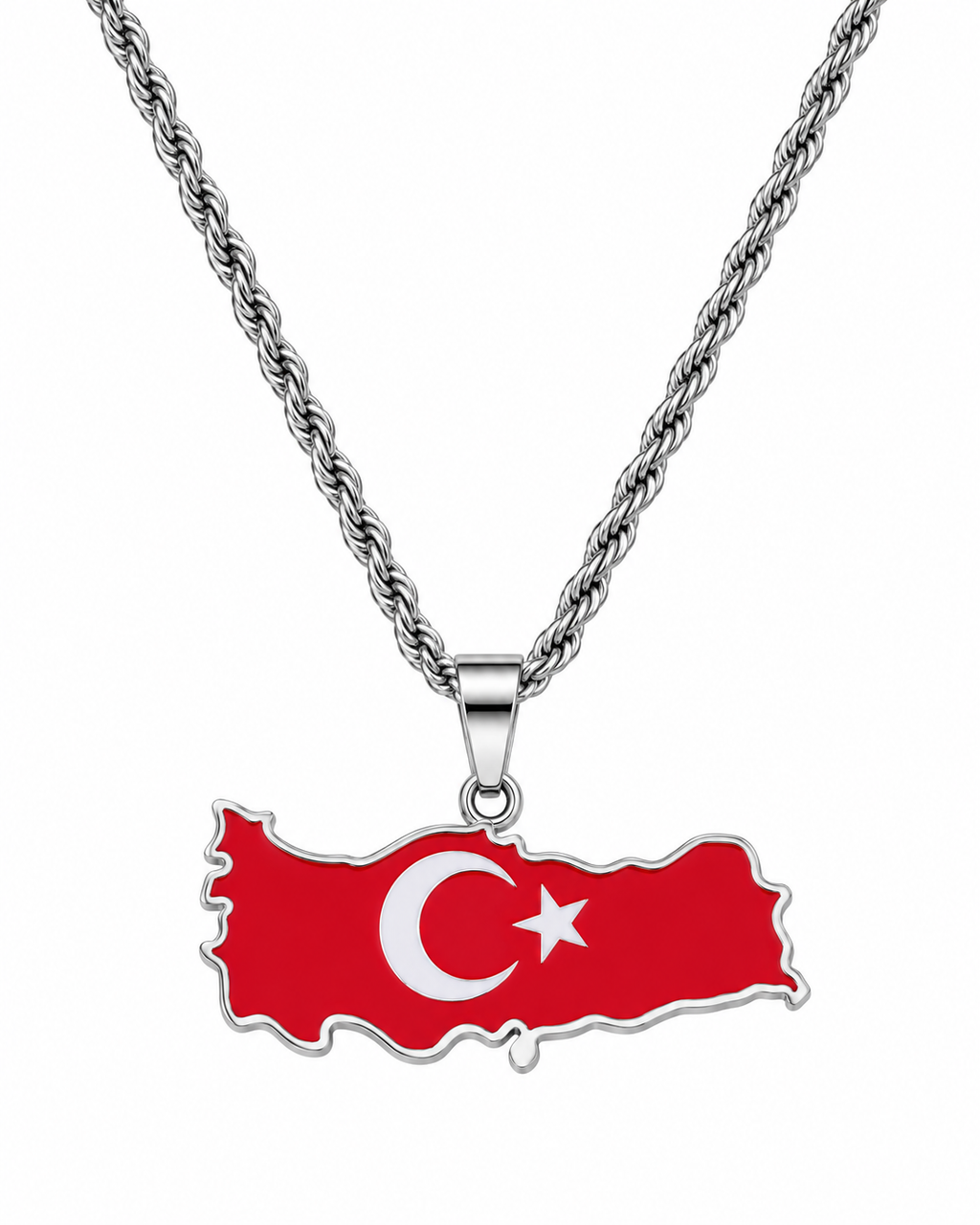 Turkiye map/flag pendant necklace in gold/silver