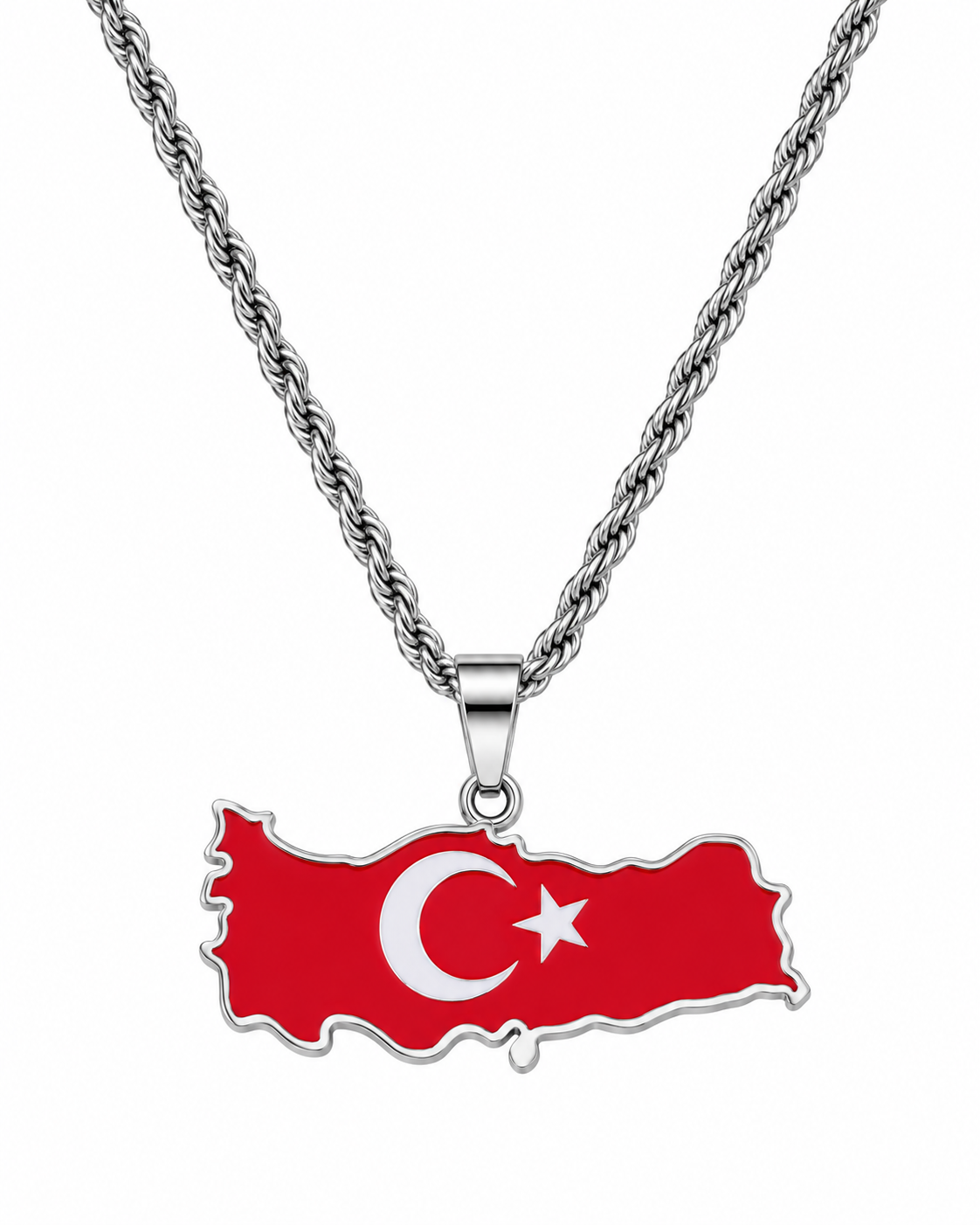 Turkiye map/flag pendant necklace in gold/silver