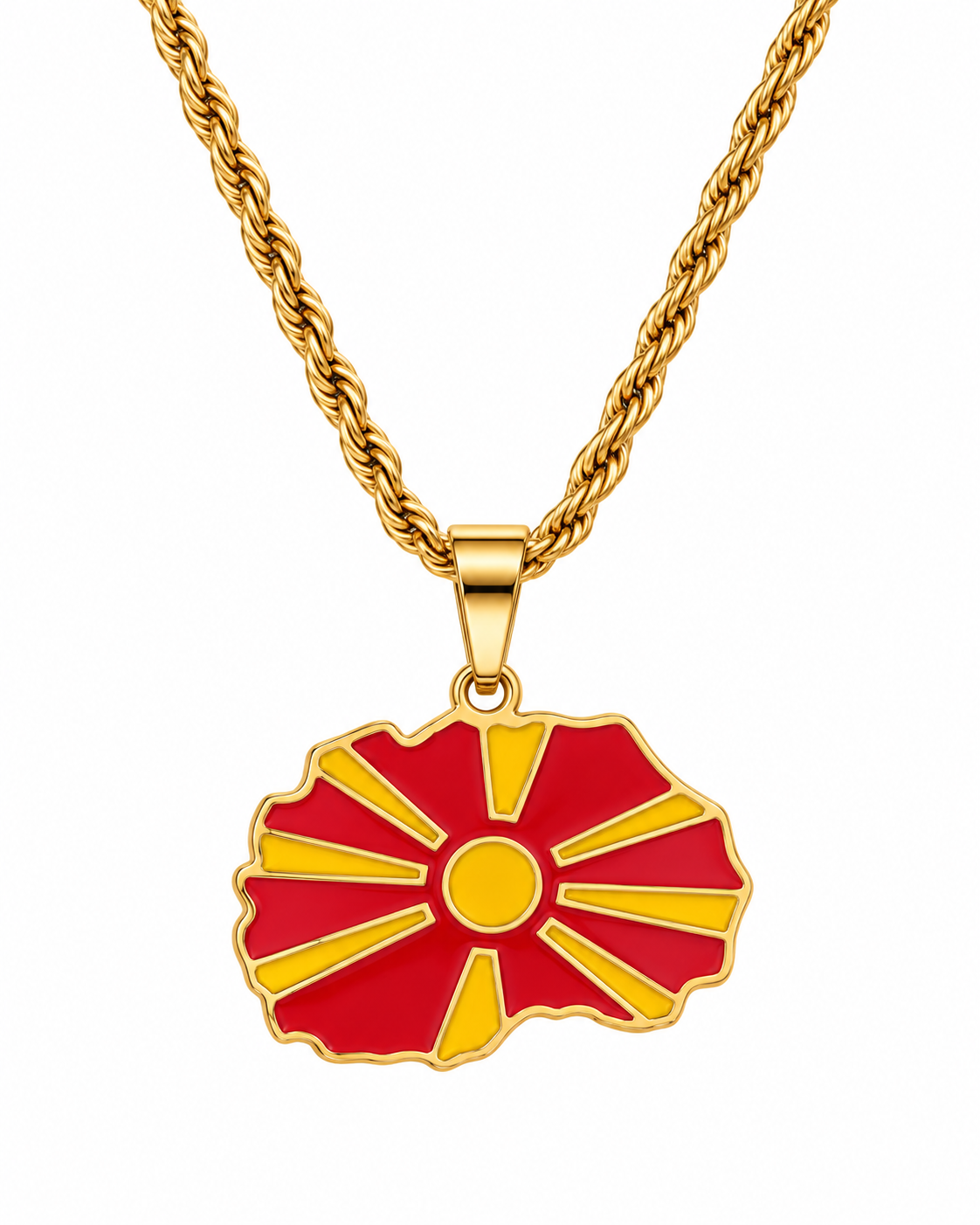 Macedonia map/flag pendant necklace in gold/silver